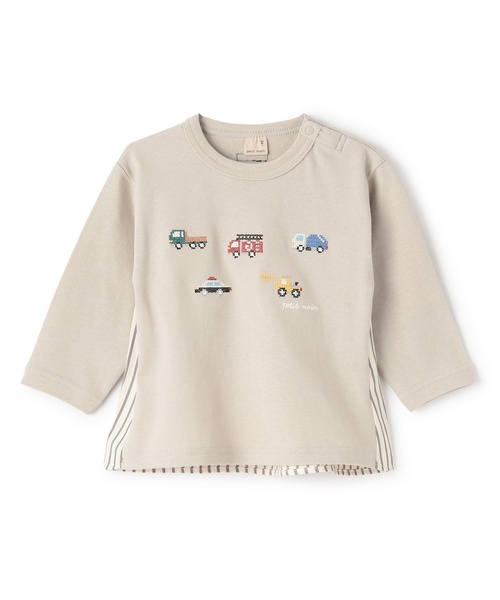 petit main（プティマイン）の「働く車刺しゅう長袖Tシャツ（Tシャツ/カットソー・キッズ・ネイビー/ブラウン/黄緑系・80ｃｍ/90cm/110cm/100cm/120cm/130cm）」の8枚目の写真