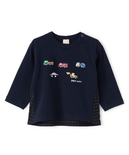petit main（プティマイン）の「働く車刺しゅう長袖Tシャツ（Tシャツ/カットソー・キッズ・ネイビー/ブラウン/黄緑系・80ｃｍ/90cm/110cm/100cm/120cm/130cm）」の9枚目の写真
