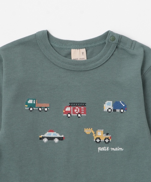 petit main（プティマイン）の「働く車刺しゅう長袖Tシャツ（Tシャツ/カットソー・キッズ・ネイビー/ブラウン/黄緑系・80ｃｍ/90cm/110cm/100cm/120cm/130cm）」の11枚目の写真