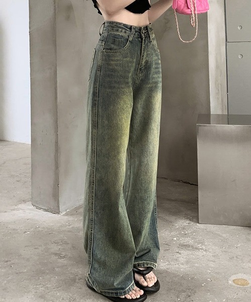 WESTSEA(ウエストシー)の「ヴィンテージライク レトロテイスト ハイウエスト ワイドデニムパンツ(デニムパンツ・レディース・ブルー・L/M)」の2枚目の写真