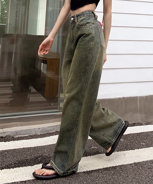 WESTSEA(ウエストシー)の「ヴィンテージライク レトロテイスト ハイウエスト ワイドデニムパンツ(デニムパンツ・レディース・ブルー・L/M)」の5枚目の写真