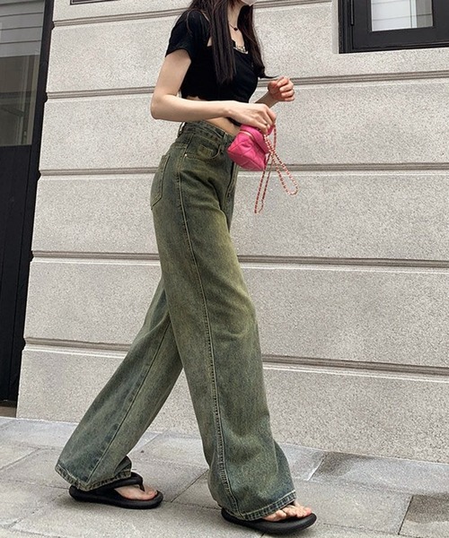 WESTSEA(ウエストシー)の「ヴィンテージライク レトロテイスト ハイウエスト ワイドデニムパンツ(デニムパンツ・レディース・ブルー・L/M)」の3枚目の写真
