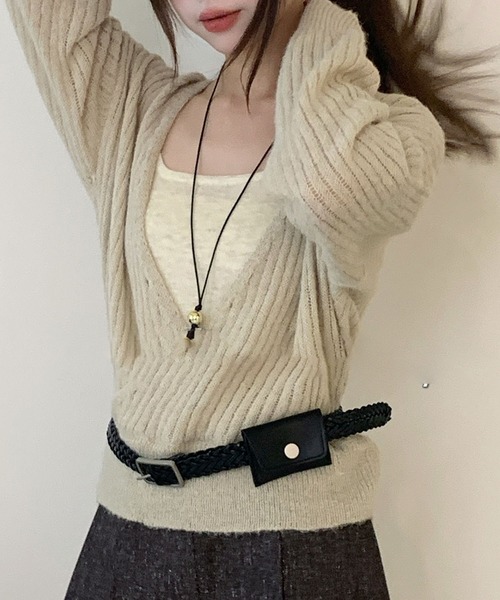 Lace Ladies(レースレディース)の「【2点セット】カシュクール レイヤード リブ ニット プルオーバー(ニット/セーター・レディース・アイボリー/ダークグレー/ライトグレー・FREE)」の10枚目の写真