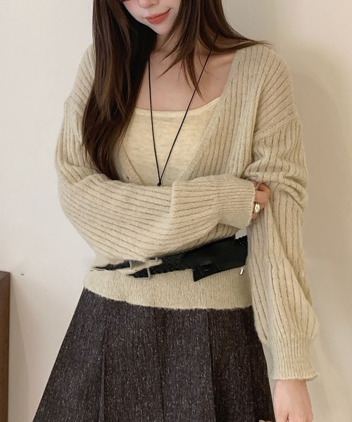 Lace Ladies(レースレディース)の「【2点セット】カシュクール レイヤード リブ ニット プルオーバー(ニット/セーター・レディース・アイボリー/ダークグレー/ライトグレー・FREE)」の11枚目の写真