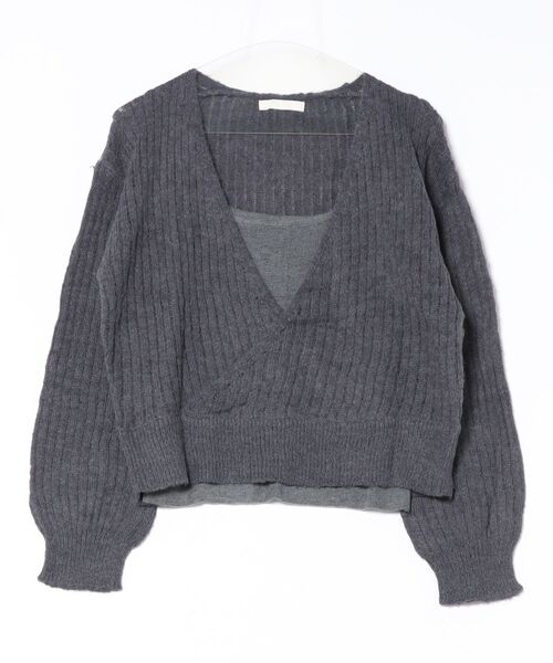 Lace Ladies(レースレディース)の「【2点セット】カシュクール レイヤード リブ ニット プルオーバー(ニット/セーター・レディース・アイボリー/ダークグレー/ライトグレー・FREE)」の19枚目の写真