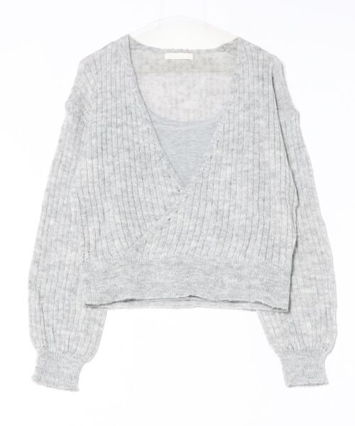 Lace Ladies(レースレディース)の「【2点セット】カシュクール レイヤード リブ ニット プルオーバー(ニット/セーター・レディース・アイボリー/ダークグレー/ライトグレー・FREE)」の20枚目の写真