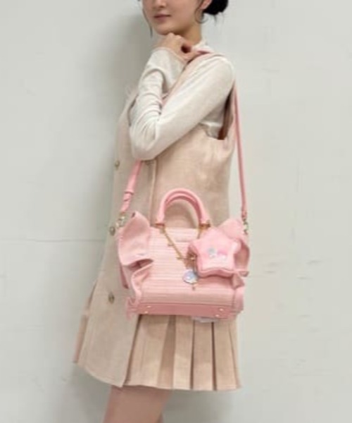 SAMANTHAVEGA(サマンサベガ)の「『リトルツインスターズ』(キキ&ララ)フリルハンドバッグ(ハンドバッグ・レディース・ライトブルー/ピンク・FREE)」の2枚目の写真