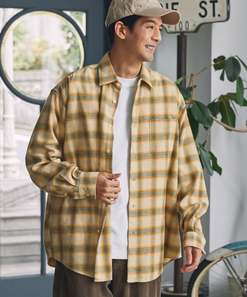 セール】ウォームネル レギュラーカラー長袖チェックシャツ＜保温加工