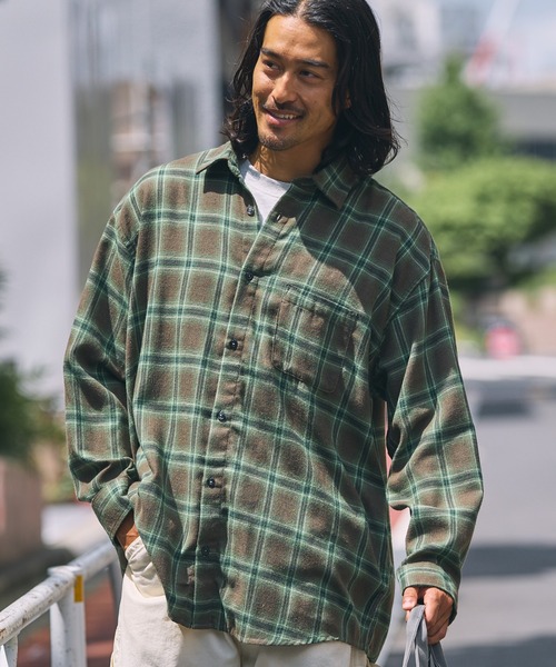 保暖機能性標準領長袖格紋法蘭絨襯衫