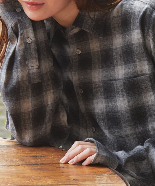 THE CRAFT CREW PRODUCTS（ザクラフトクループロダクツ）の「ウォームネル レギュラーカラー長袖チェックシャツ＜保温加工＞【THE CRAFT CREW PRODUCTS】（シャツ/ブラウス・メンズ・ベージュ/オリーブ/ネイビー/ブラック/ブラウン・M/L/S）」の8枚目の写真