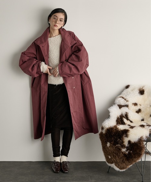 THE YOn（ザヨン）の「ミリタリーロングジャケット（ミリタリージャケット・レディース・カーキ/ボルドー/ベージュ・FREE）」の3枚目の写真