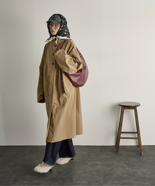 THE YOn（ザヨン）の「ミリタリーロングジャケット（ミリタリージャケット・レディース・カーキ/ボルドー/ベージュ・FREE）」の17枚目の写真