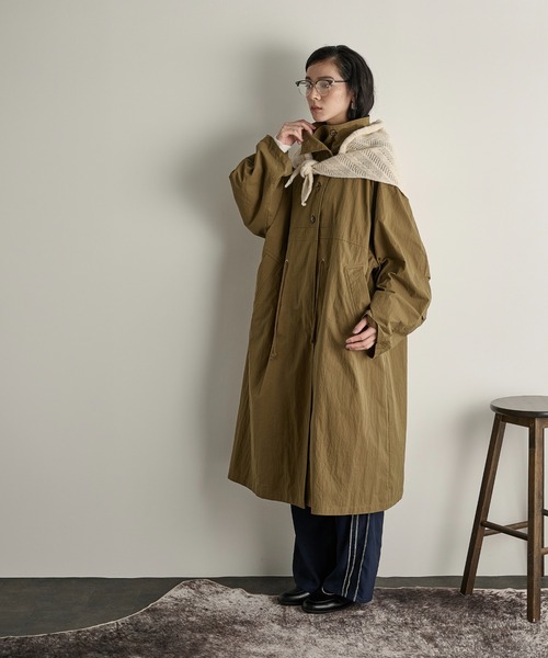 THE YOn（ザヨン）の「ミリタリーロングジャケット（ミリタリージャケット・レディース・カーキ/ボルドー/ベージュ・FREE）」の4枚目の写真