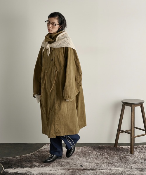 THE YOn（ザヨン）の「ミリタリーロングジャケット（ミリタリージャケット・レディース・カーキ/ボルドー/ベージュ・FREE）」の5枚目の写真