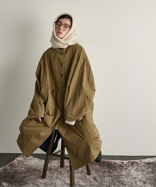 THE YOn（ザヨン）の「ミリタリーロングジャケット（ミリタリージャケット・レディース・カーキ/ボルドー/ベージュ・FREE）」の16枚目の写真