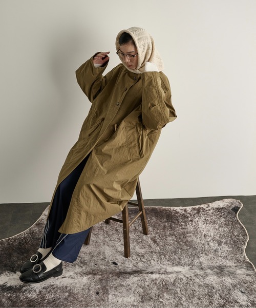 THE YOn（ザヨン）の「ミリタリーロングジャケット（ミリタリージャケット・レディース・カーキ/ボルドー/ベージュ・FREE）」の15枚目の写真