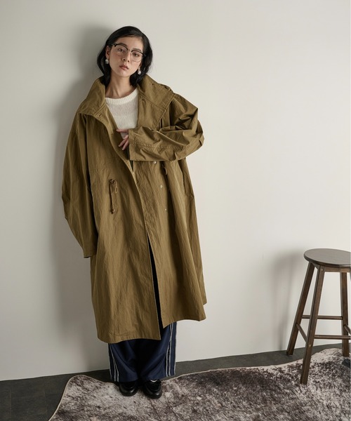 THE YOn（ザヨン）の「ミリタリーロングジャケット（ミリタリージャケット・レディース・カーキ/ボルドー/ベージュ・FREE）」の13枚目の写真