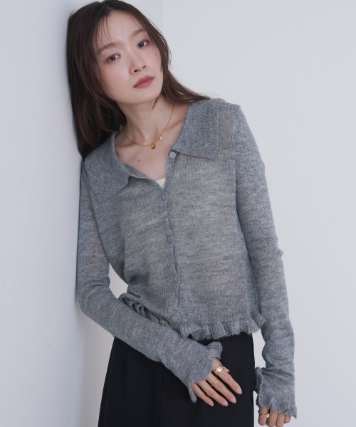 Bab（バブ）の「フリルニットカーディガン（カーディガン/ボレロ・レディース・ネイビー/ブラウン/グレー・FREE）」の14枚目の写真