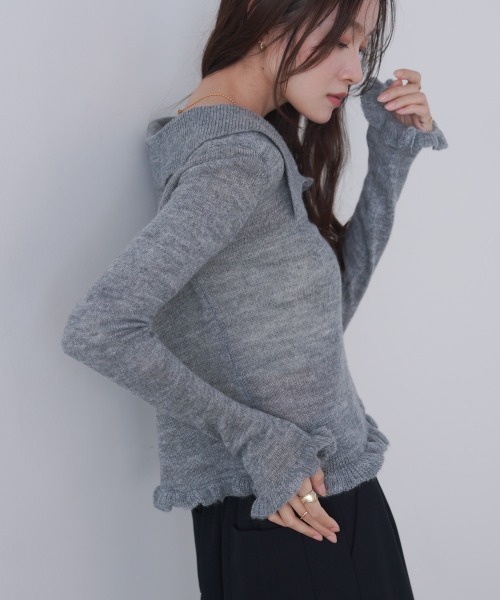 Bab（バブ）の「フリルニットカーディガン（カーディガン/ボレロ・レディース・ネイビー/ブラウン/グレー・FREE）」の20枚目の写真