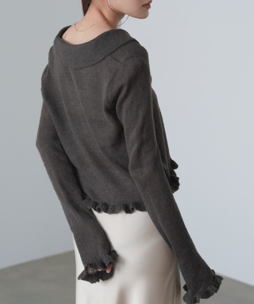 Bab（バブ）の「フリルニットカーディガン（カーディガン/ボレロ・レディース・ネイビー/ブラウン/グレー・FREE）」の22枚目の写真