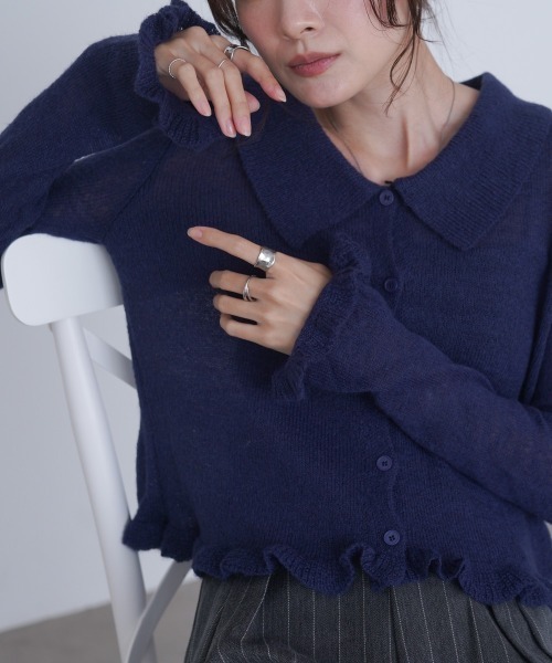 Bab（バブ）の「フリルニットカーディガン（カーディガン/ボレロ・レディース・ネイビー/ブラウン/グレー・FREE）」の10枚目の写真
