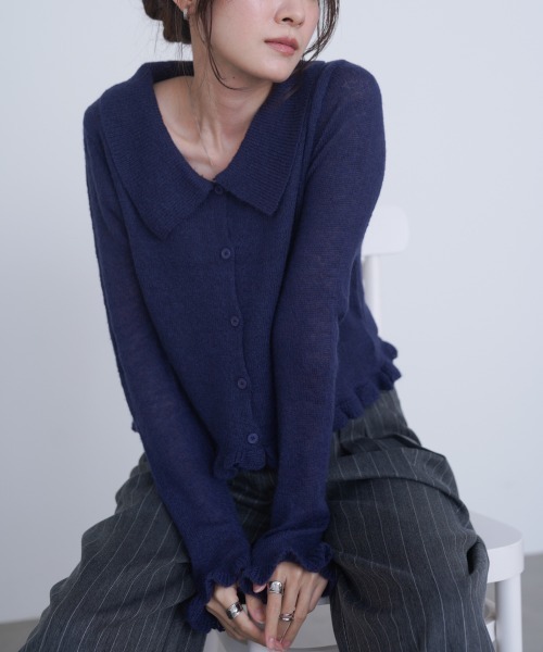 Bab（バブ）の「フリルニットカーディガン（カーディガン/ボレロ・レディース・ネイビー/ブラウン/グレー・FREE）」の9枚目の写真