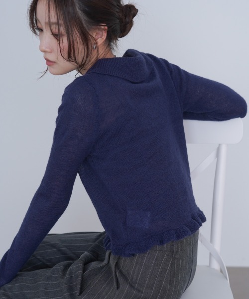 Bab（バブ）の「フリルニットカーディガン（カーディガン/ボレロ・レディース・ネイビー/ブラウン/グレー・FREE）」の7枚目の写真