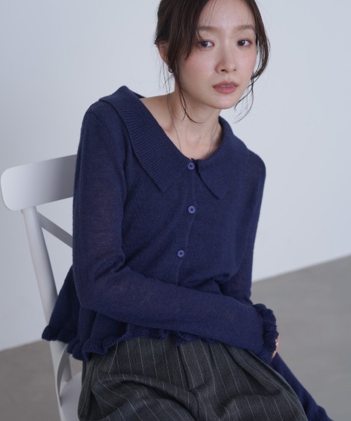 Bab（バブ）の「フリルニットカーディガン（カーディガン/ボレロ・レディース・ネイビー/ブラウン/グレー・FREE）」の4枚目の写真