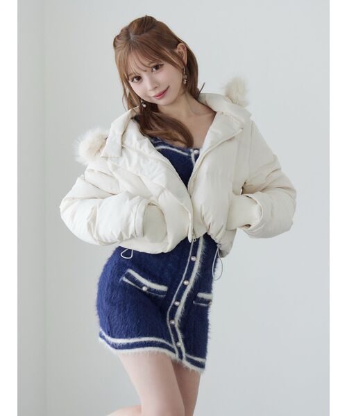 EATME（イートミー）の「フードダウンブルゾン（ブルゾン・レディース・アイボリー/ブラック・FREE）」の6枚目の写真