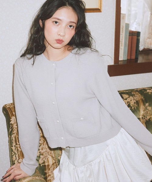 earth music&ecology（アースミュージックアンドエコロジー）の「【毛玉になりにくい】パウダーシャギークルーネックカーディガン（カーディガン/ボレロ・レディース・ボルドー/ライトグレー/ネイビー/ベージュ/アイボリー・FREE）」の3枚目の写真