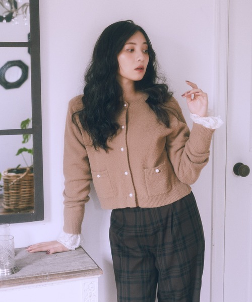 earth music&ecology（アースミュージックアンドエコロジー）の「【毛玉になりにくい】パウダーシャギークルーネックカーディガン（カーディガン/ボレロ・レディース・ボルドー/ライトグレー/ネイビー/ベージュ/アイボリー・FREE）」の11枚目の写真