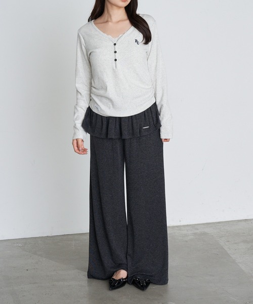 RAY CASSIN(レイカズン)の「カットレイヤードパンツ(その他パンツ・レディース・チャコールグレー/グレー/ブラウン・FREE)」の6枚目の写真