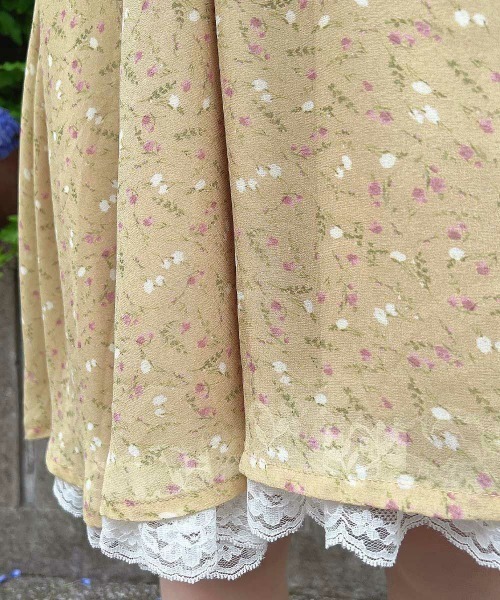 F i.n.t（フィント）の「レース使い小花柄ラッフルワンピース（ワンピース・レディース・ボルドー/マスタード・FREE）」の14枚目の写真