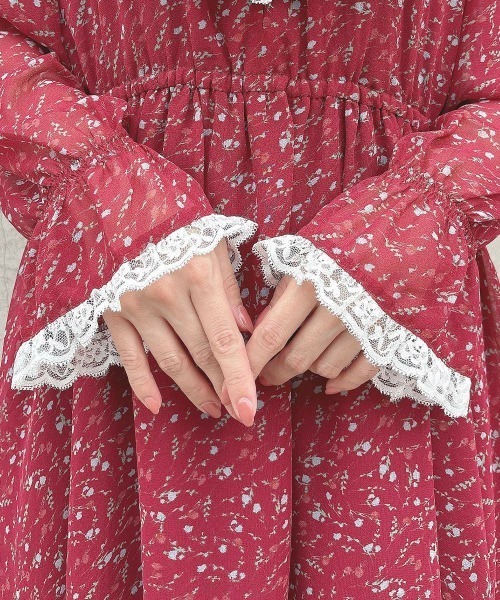 F i.n.t（フィント）の「レース使い小花柄ラッフルワンピース（ワンピース・レディース・ボルドー/マスタード・FREE）」の22枚目の写真