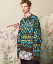 MAISON SPECIAL(]XyV)́sUNISEXtNordic Damage Jacquard Prime-Over Crew Neck Knit Pullover/mfBbN_[WWK[hvCI[o[N[lbNjbgvI[o[yMAISON SPECIAL/]XyVz(jbg/Z[^[)