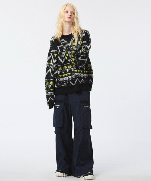 MAISON SPECIAL(メゾンスペシャル)の「《UNISEX》Nordic Damage Jacquard Prime-Over Crew Neck Knit Pullover/ノルディックダメージジャガードプライムオーバークルーネックニットプルオーバー【MAISON SPECIAL/メゾンスペシャル】(ニット/セーター・メンズ・ブラック/チャコールグレー/ブラウン・0/1/2)」の14枚目の写真