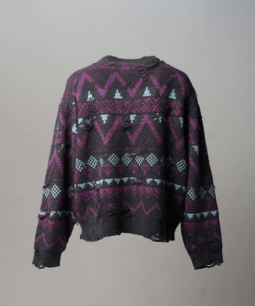 MAISON SPECIAL(メゾンスペシャル)の「《UNISEX》Nordic Damage Jacquard Prime-Over Crew Neck Knit Pullover/ノルディックダメージジャガードプライムオーバークルーネックニットプルオーバー【MAISON SPECIAL/メゾンスペシャル】(ニット/セーター・メンズ・ブラック/チャコールグレー/ブラウン・0/1/2)」の8枚目の写真