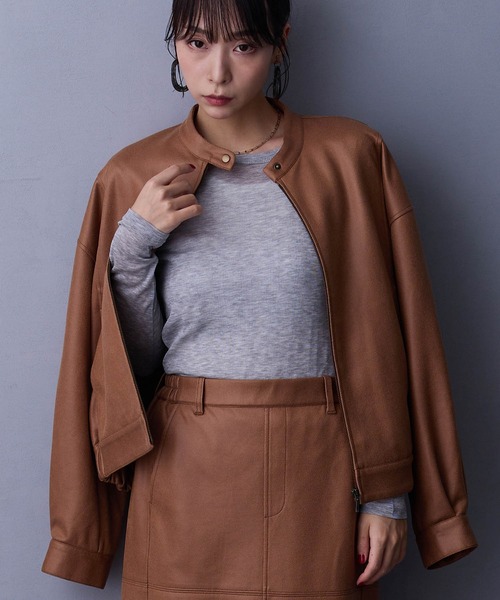 NICOLE white（ニコルホワイト）の「【セットアップ対応】スタンドブルゾン（ブルゾン・レディース・チャコール/ブラック/キャメル・FREE）」の4枚目の写真