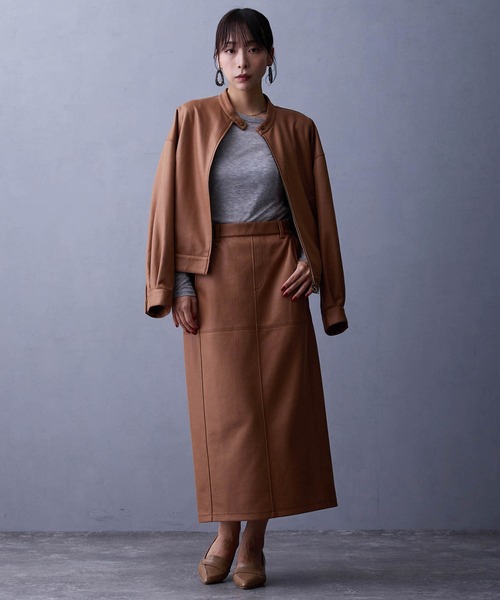 NICOLE white（ニコルホワイト）の「【セットアップ対応】スタンドブルゾン（ブルゾン・レディース・チャコール/ブラック/キャメル・FREE）」の5枚目の写真