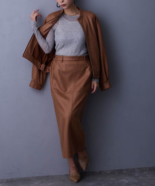 NICOLE white（ニコルホワイト）の「【セットアップ対応】スタンドブルゾン（ブルゾン・レディース・チャコール/ブラック/キャメル・FREE）」の7枚目の写真