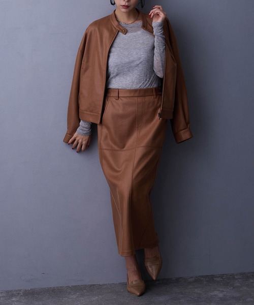 NICOLE white（ニコルホワイト）の「【セットアップ対応】スタンドブルゾン（ブルゾン・レディース・チャコール/ブラック/キャメル・FREE）」の9枚目の写真