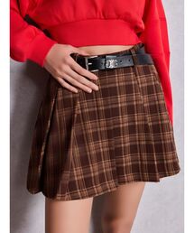 GYDA | ベルトSETチェックプリーツスカートライクショートパンツ(スカート)