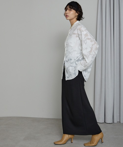 SOTT（ソット）の「Cut Jacquard Sheer Shirt / カットジャガードシアーシャツ（シャツ/ブラウス・レディース・アイボリー/ブラック・FREE）」の14枚目の写真