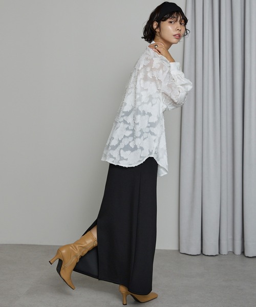 SOTT（ソット）の「Cut Jacquard Sheer Shirt / カットジャガードシアーシャツ（シャツ/ブラウス・レディース・アイボリー/ブラック・FREE）」の17枚目の写真