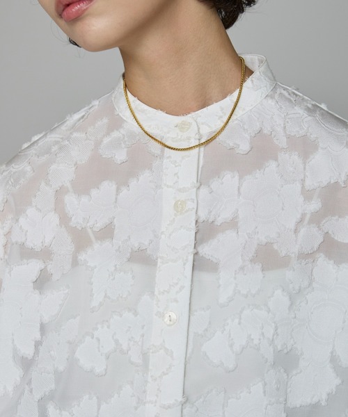 SOTT（ソット）の「Cut Jacquard Sheer Shirt / カットジャガードシアーシャツ（シャツ/ブラウス・レディース・アイボリー/ブラック・FREE）」の18枚目の写真