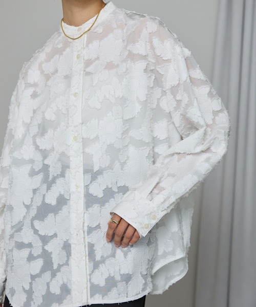 SOTT（ソット）の「Cut Jacquard Sheer Shirt / カットジャガードシアーシャツ（シャツ/ブラウス・レディース・アイボリー/ブラック・FREE）」の19枚目の写真