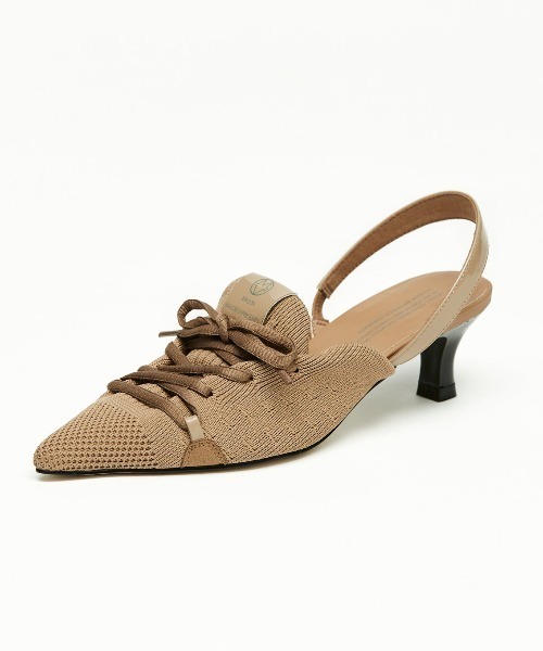 MAISON MAVERICK PRESENTS(メゾンマベリックプレゼンツ)の「【MAISON MAVERICK PRESENTS】Knit Lace-Up Sneaker Heels(パンプス・レディース・ブラック/グレー/レッド/ライム/キャメル・S/M/L)」の4枚目の写真