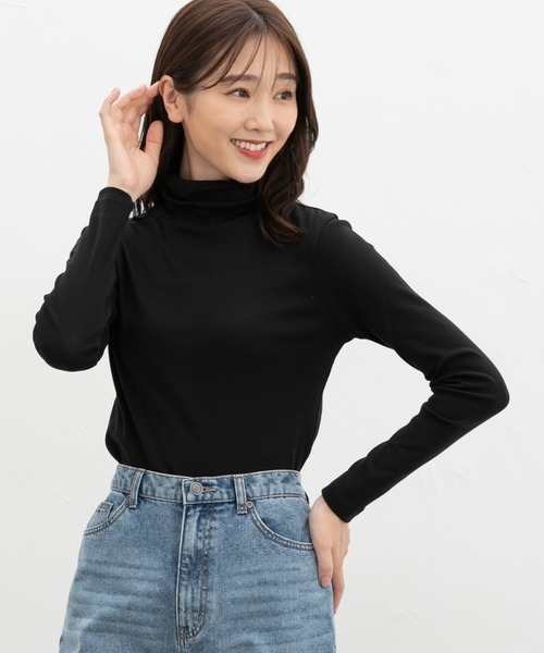 Honeys（ハニーズ）の「フライスタートルネック（Tシャツ/カットソー・レディース・ネイビー/オフホワイト/ヘザーチャコール/グレイッシュベージュ/ブラック/ブラウン系その他・L/LL/M/S）」の11枚目の写真