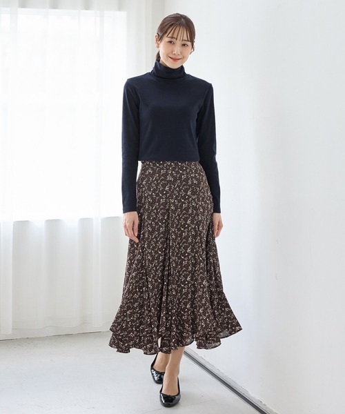 Honeys（ハニーズ）の「フライスタートルネック（Tシャツ/カットソー・レディース・ネイビー/オフホワイト/ヘザーチャコール/グレイッシュベージュ/ブラック/ブラウン系その他・L/LL/M/S）」の12枚目の写真