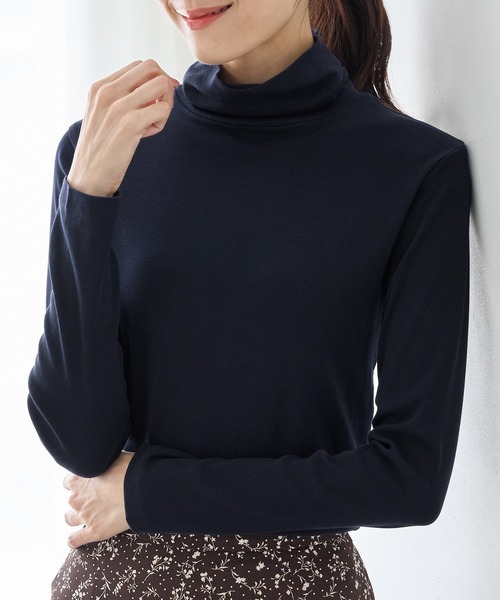 Honeys（ハニーズ）の「フライスタートルネック（Tシャツ/カットソー・レディース・ネイビー/オフホワイト/ヘザーチャコール/グレイッシュベージュ/ブラック/ブラウン系その他・L/LL/M/S）」の13枚目の写真